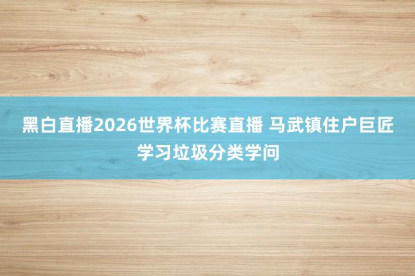 黑白直播2026世界杯比赛直播 马武镇住户巨匠学习垃圾分类学问