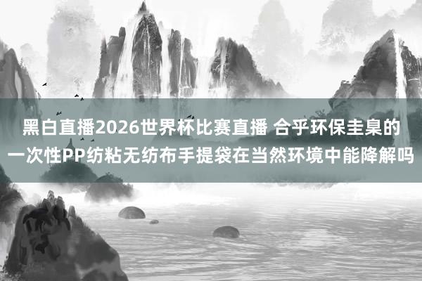 黑白直播2026世界杯比赛直播 合乎环保圭臬的一次性PP纺粘无纺布手提袋在当然环境中能降解吗