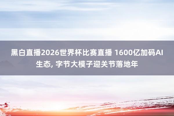 黑白直播2026世界杯比赛直播 1600亿加码AI生态， 字节大模子迎关节落地年