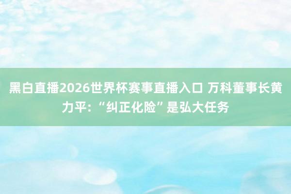 黑白直播2026世界杯赛事直播入口 万科董事长黄力平: “纠正化险”是弘大任务