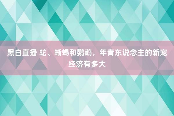 黑白直播 蛇、蜥蜴和鹦鹉，年青东说念主的新宠经济有多大