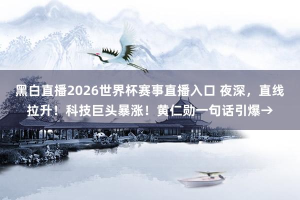 黑白直播2026世界杯赛事直播入口 夜深，直线拉升！科技巨头暴涨！黄仁勋一句话引爆→