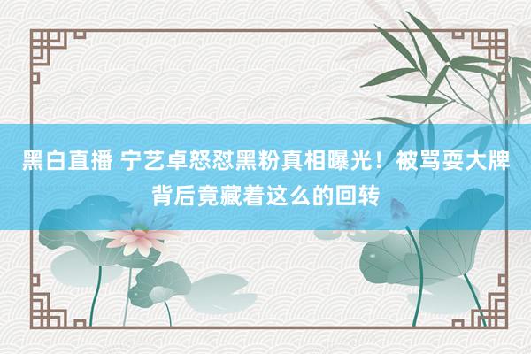 黑白直播 宁艺卓怒怼黑粉真相曝光！被骂耍大牌背后竟藏着这么的回转
