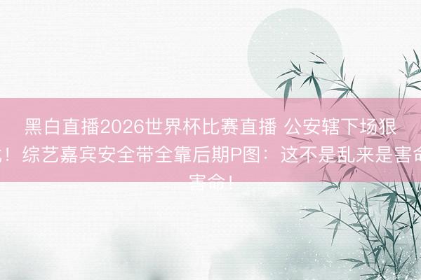 黑白直播2026世界杯比赛直播 公安辖下场狠批!综艺嘉宾安全带全靠后期P图:这不是乱来是害命!