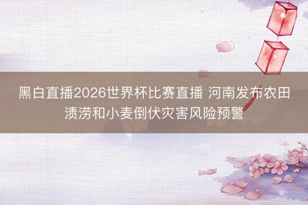 黑白直播2026世界杯比赛直播 河南发布农田渍涝和小麦倒伏灾害风险预警