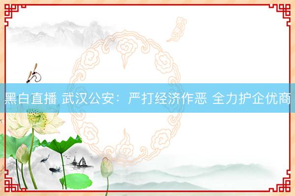 黑白直播 武汉公安:严打经济作恶 全力护企优商