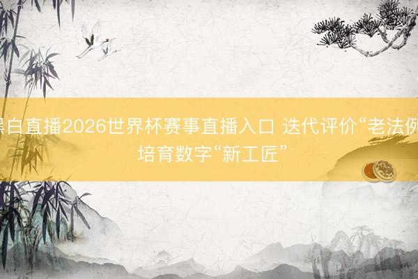 黑白直播2026世界杯赛事直播入口 迭代评价“老法例” 培育数字“新工匠”
