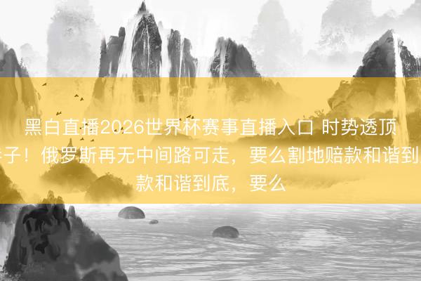 黑白直播2026世界杯赛事直播入口 时势透顶走到死巷子！俄罗斯再无中间路可走，要么割地赔款和谐到底，要么