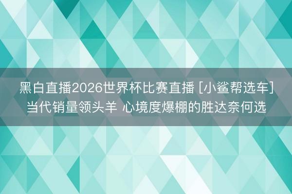 黑白直播2026世界杯比赛直播 [小鲨帮选车]当代销量领头羊 心境度爆棚的胜达奈何选