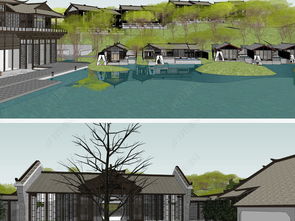 精品中式农家乐度假村酒店设计模型 融合传统与现代的田园体验