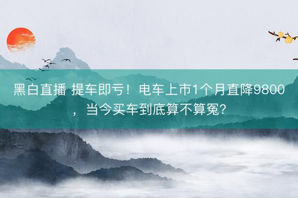 黑白直播 提车即亏!电车上市1个月直降9800,当今买车到底算不算冤?